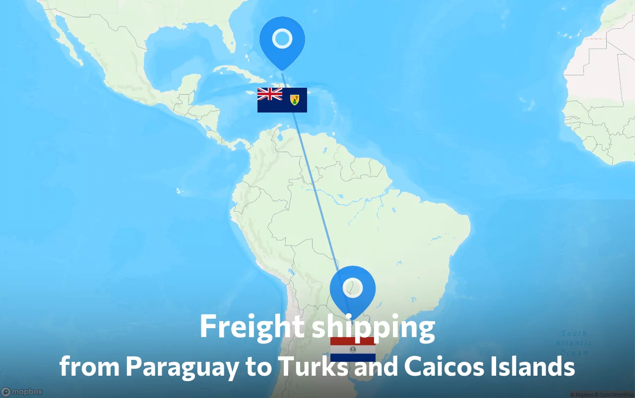 Shipping route from Paraguay to Turks and Caicos Islands