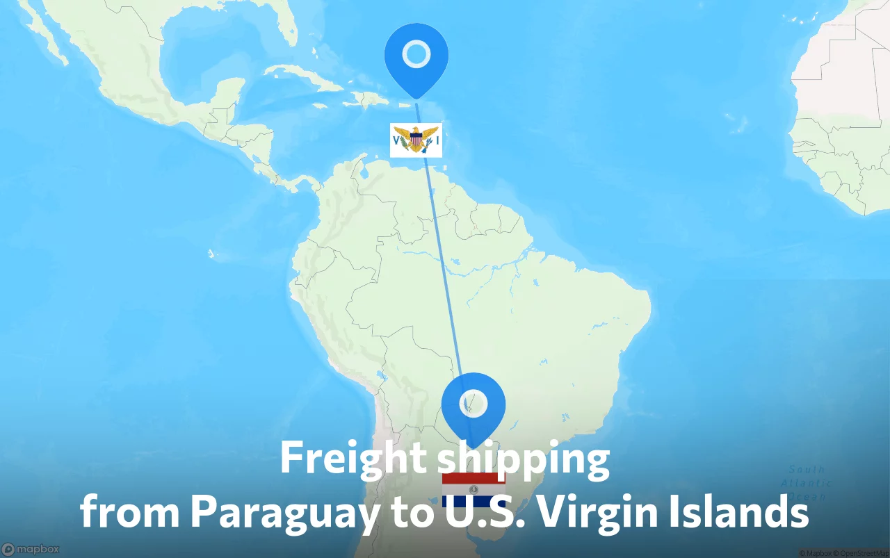 Shipping route from Paraguay to U.S. Virgin Islands