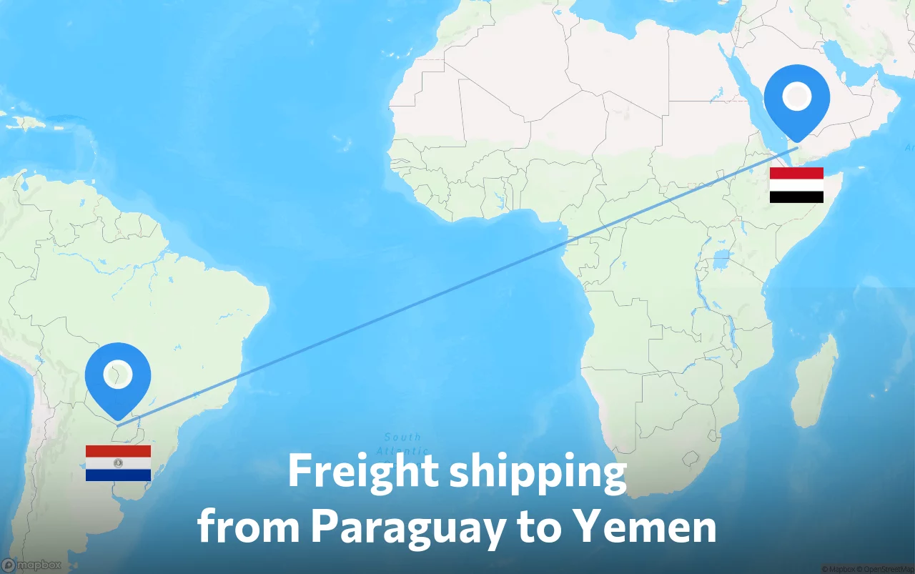 Shipping route from Paraguay to Yemen