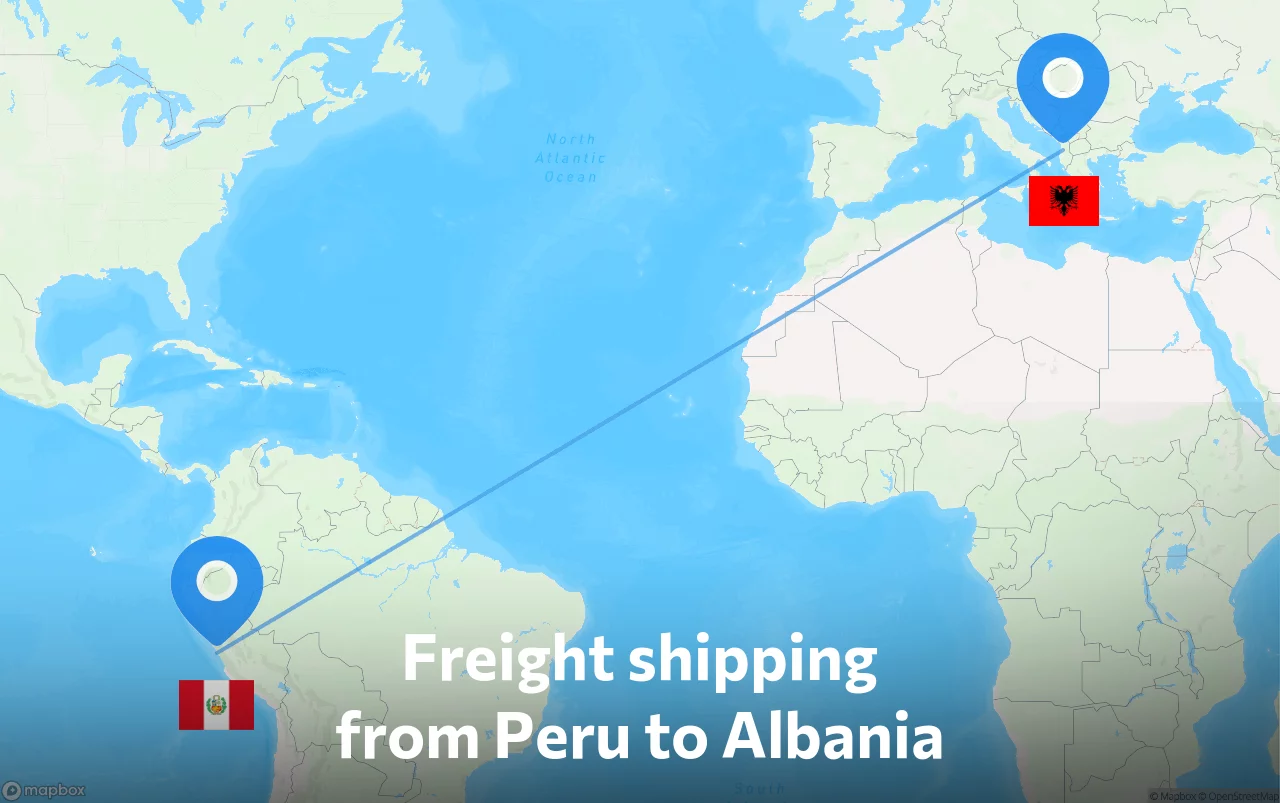 Shipping route from Peru to Albania