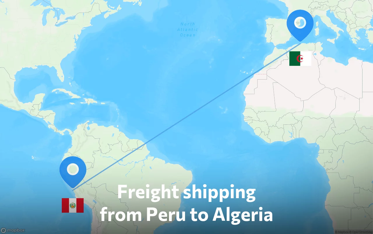 Shipping route from Peru to Algeria