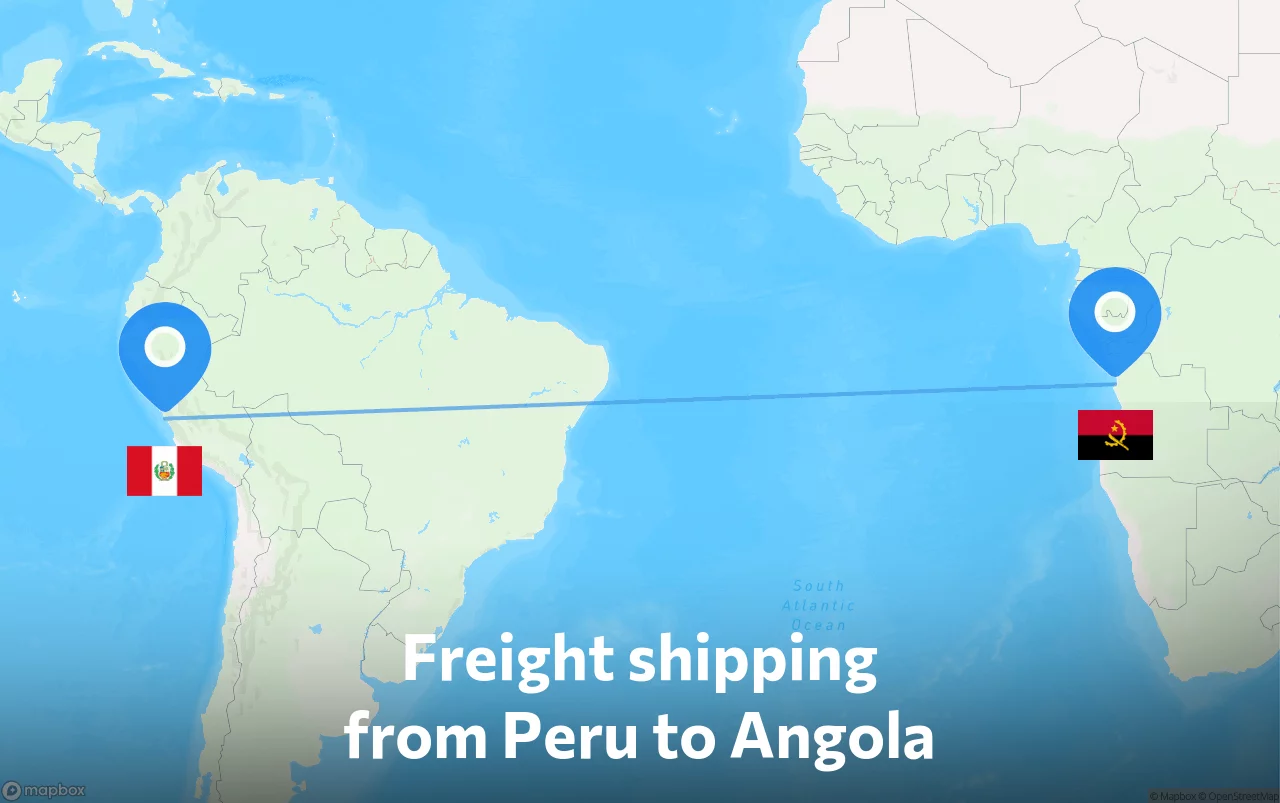 Shipping route from Peru to Angola