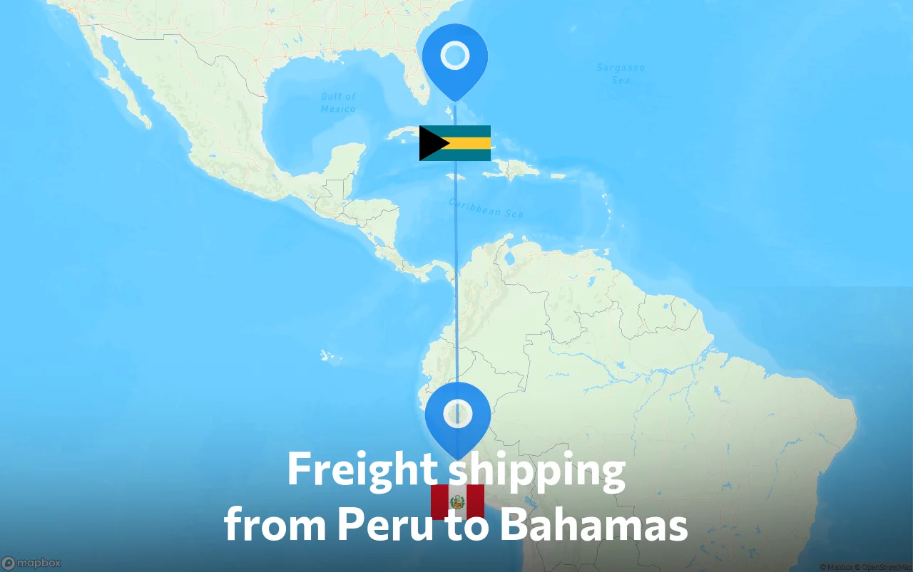 Shipping route from Peru to Bahamas