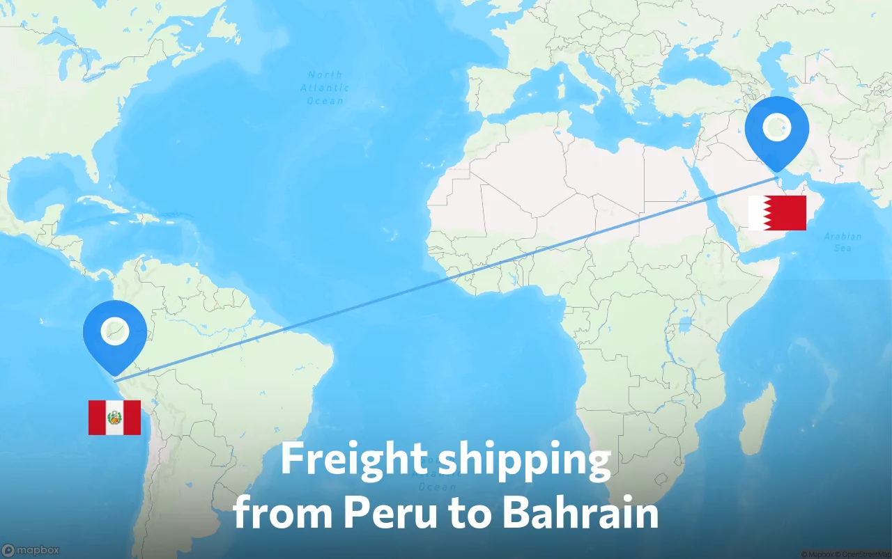 Shipping route from Peru to Bahrain