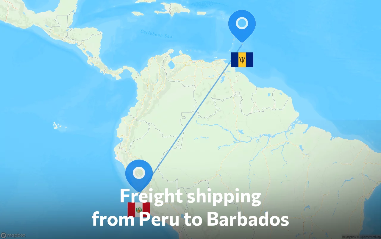 Shipping route from Peru to Barbados