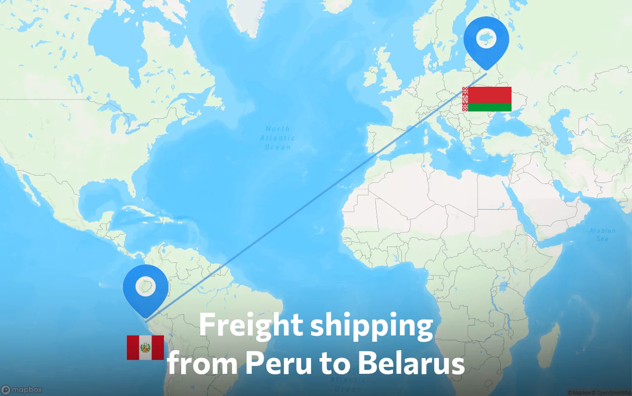 Shipping route from Peru to Belarus