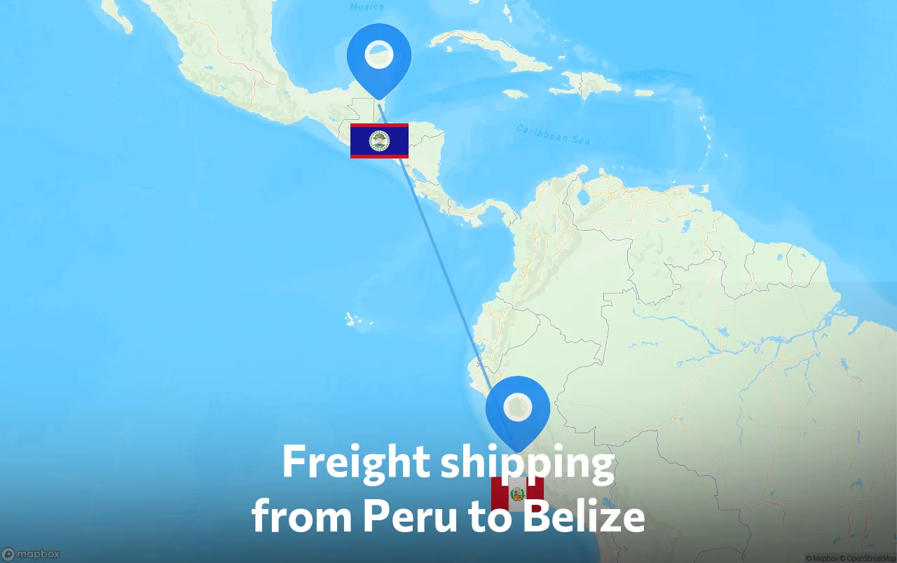 Shipping route from Peru to Belize