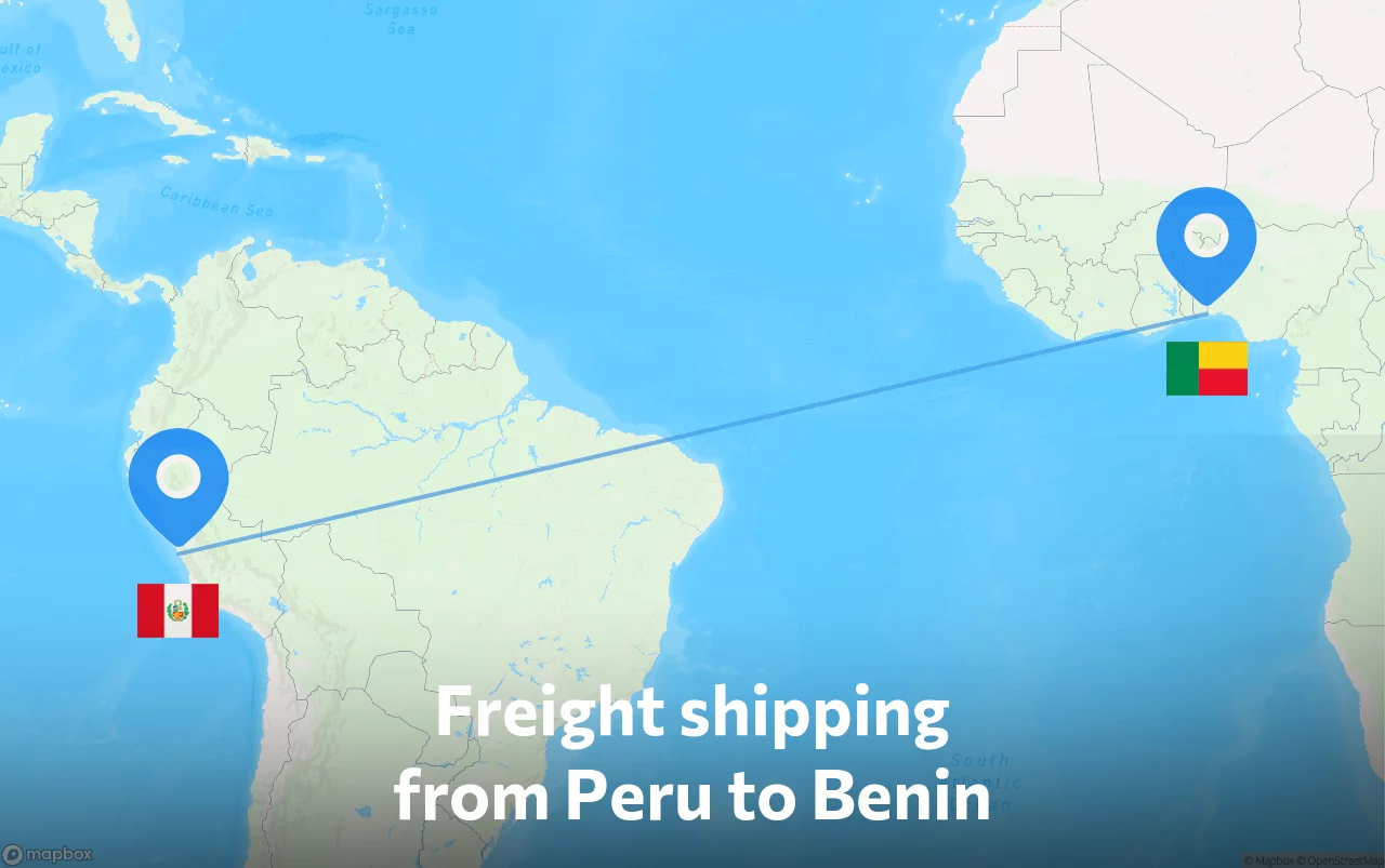 Shipping route from Peru to Benin