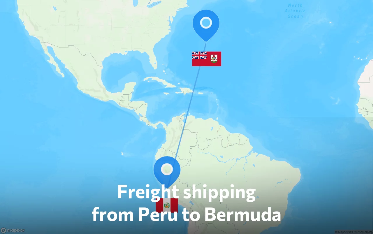 Shipping route from Peru to Bermuda