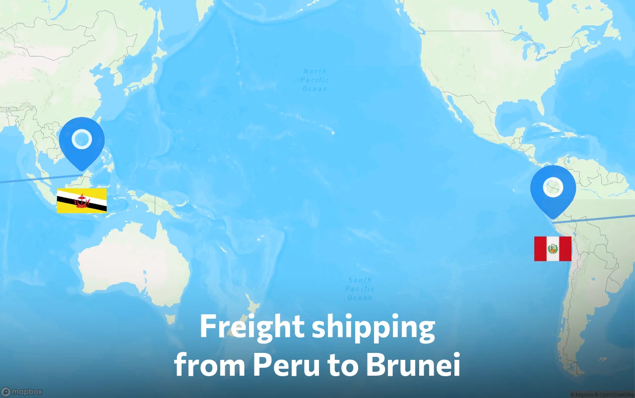 Shipping route from Peru to Brunei
