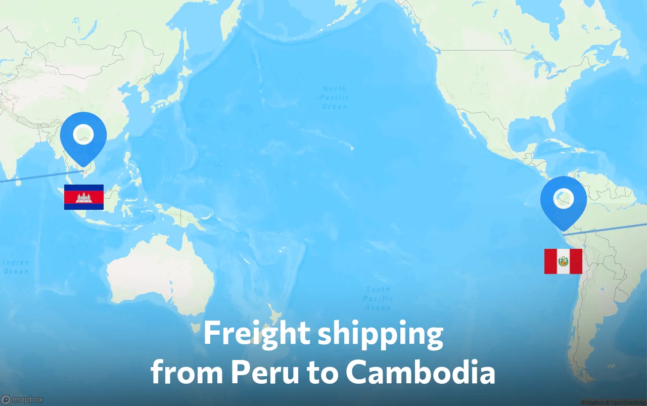 Shipping route from Peru to Cambodia