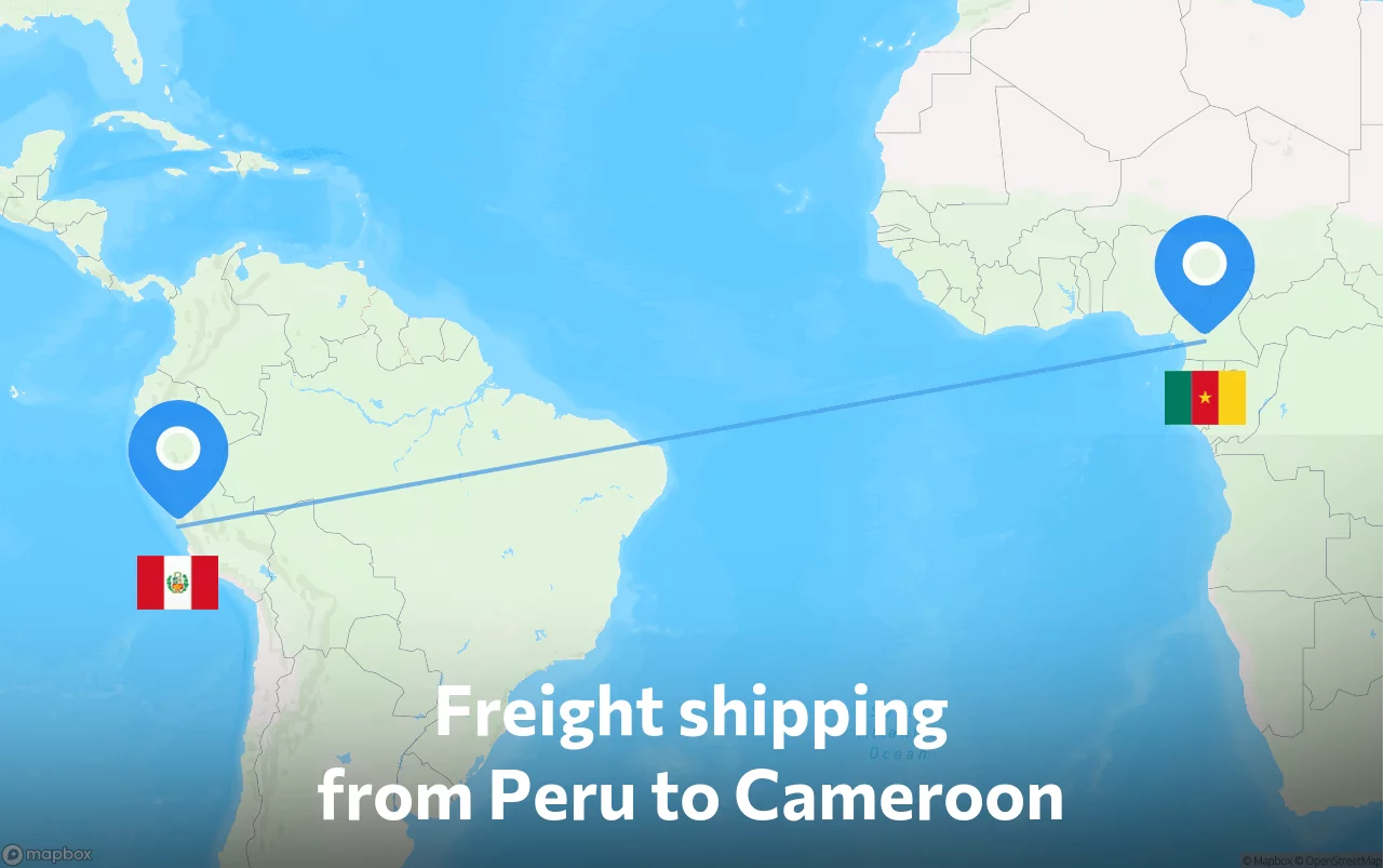 Shipping route from Peru to Cameroon