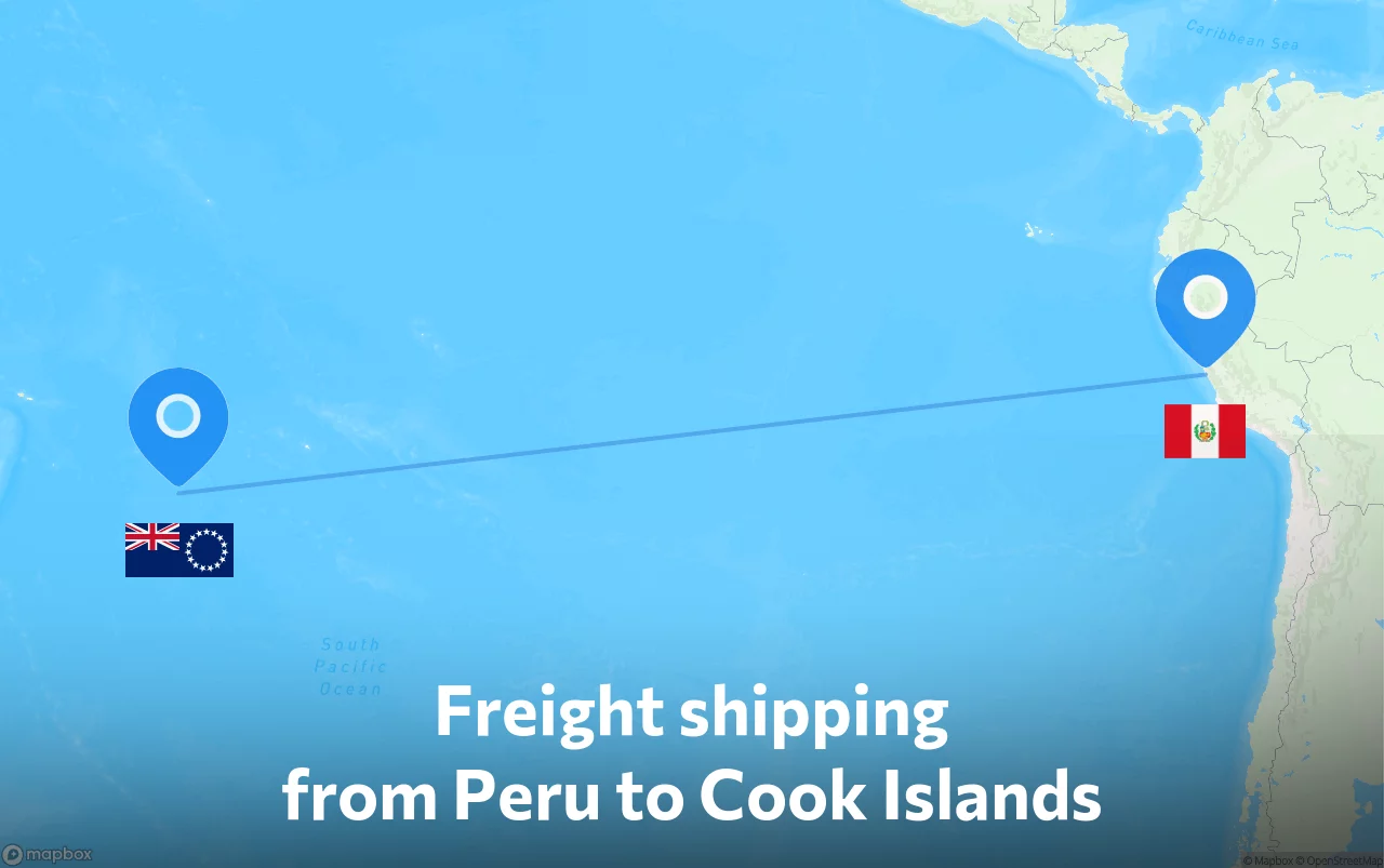Shipping route from Peru to Cook Islands