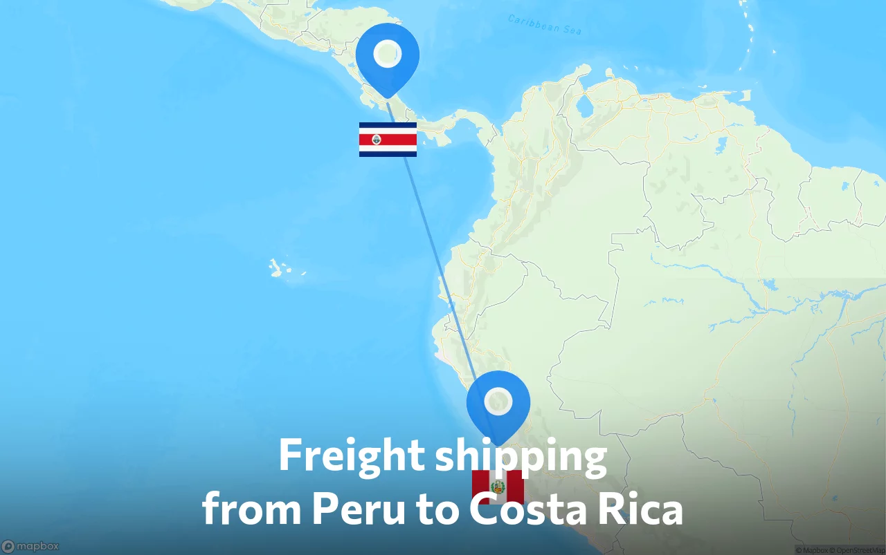 Shipping route from Peru to Costa Rica