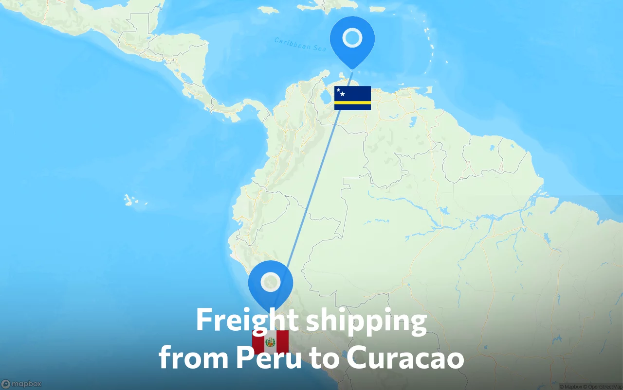 Shipping route from Peru to Curacao