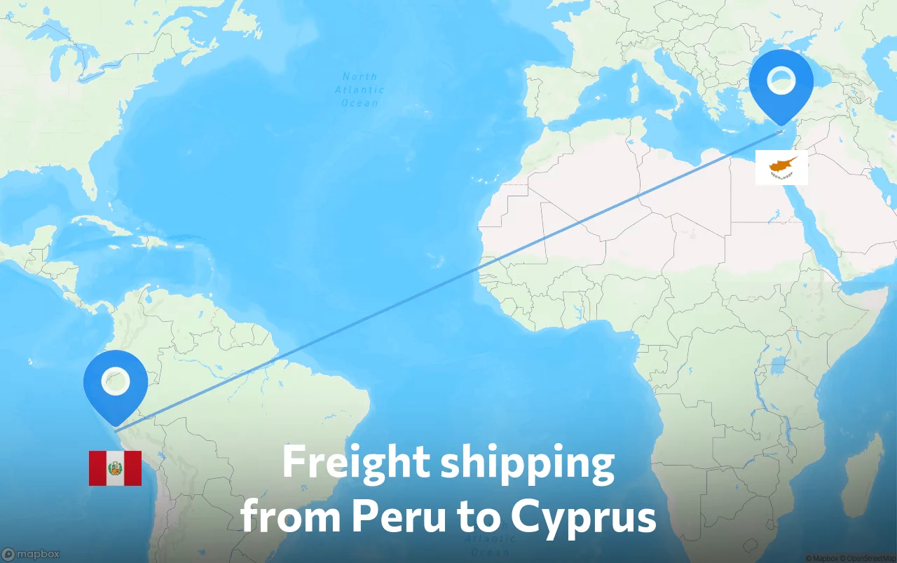Shipping route from Peru to Cyprus