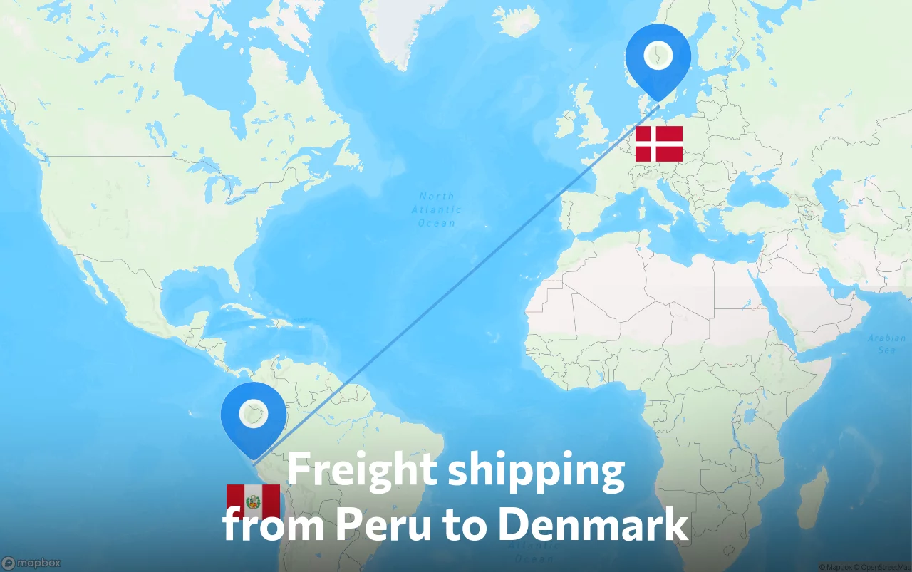 Shipping route from Peru to Denmark