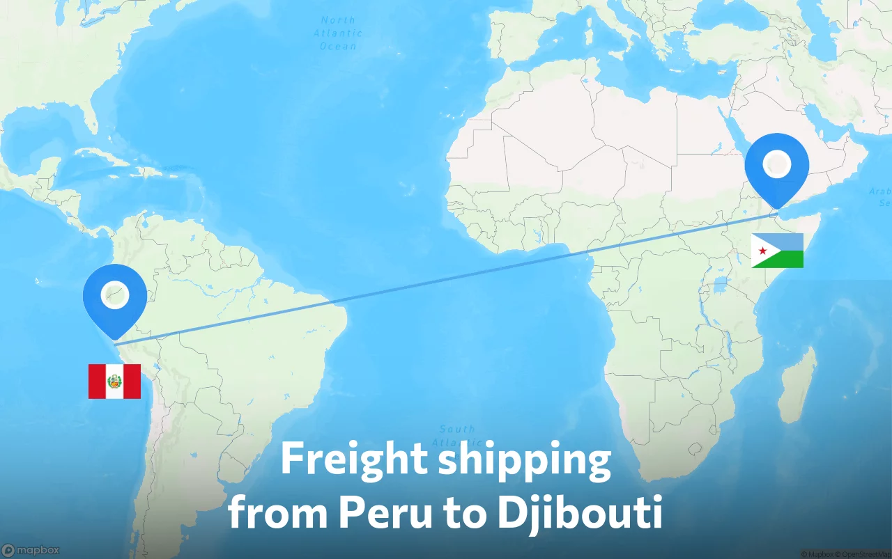 Shipping route from Peru to Djibouti