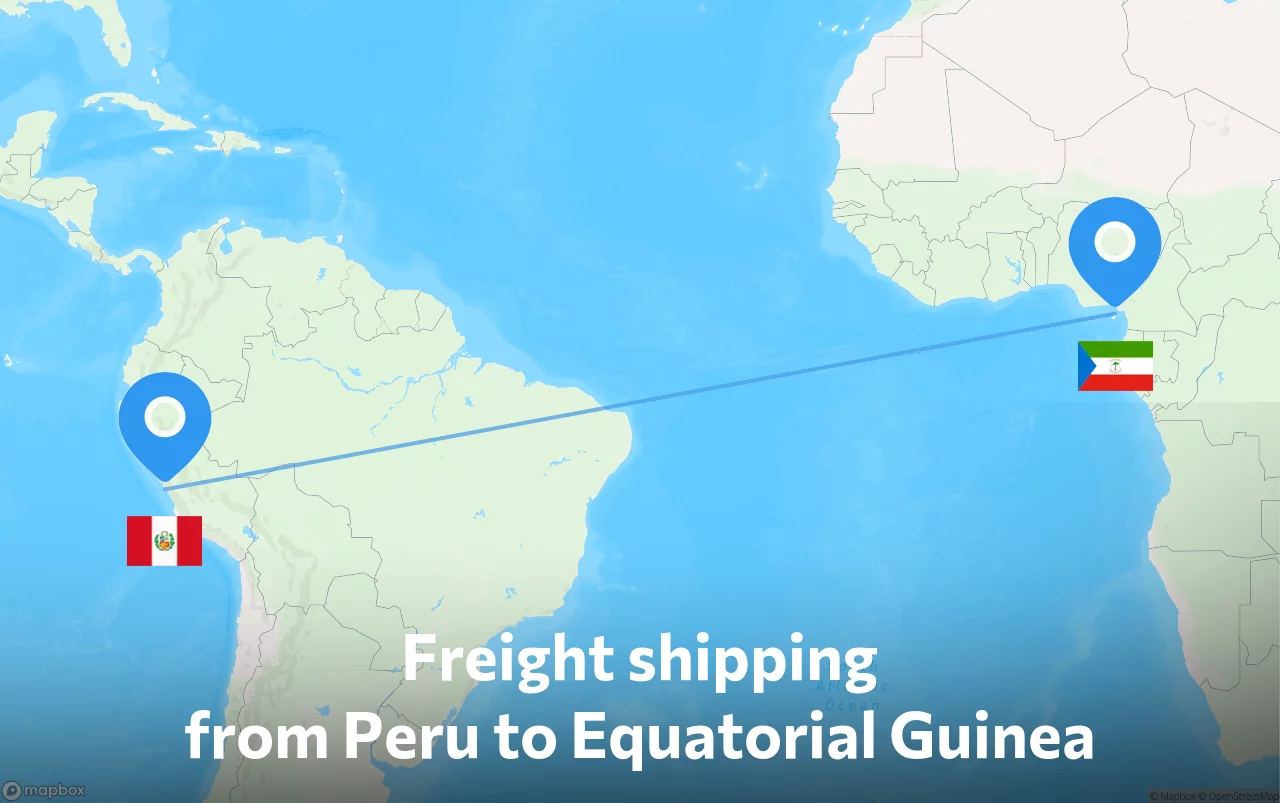 Shipping route from Peru to Equatorial Guinea