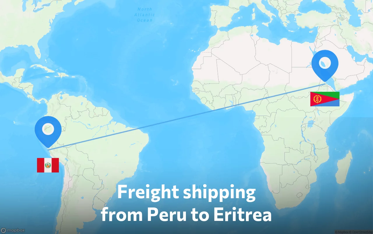 Shipping route from Peru to Eritrea