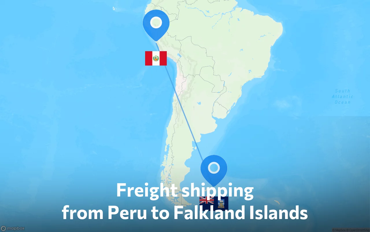 Shipping route from Peru to Falkland Islands