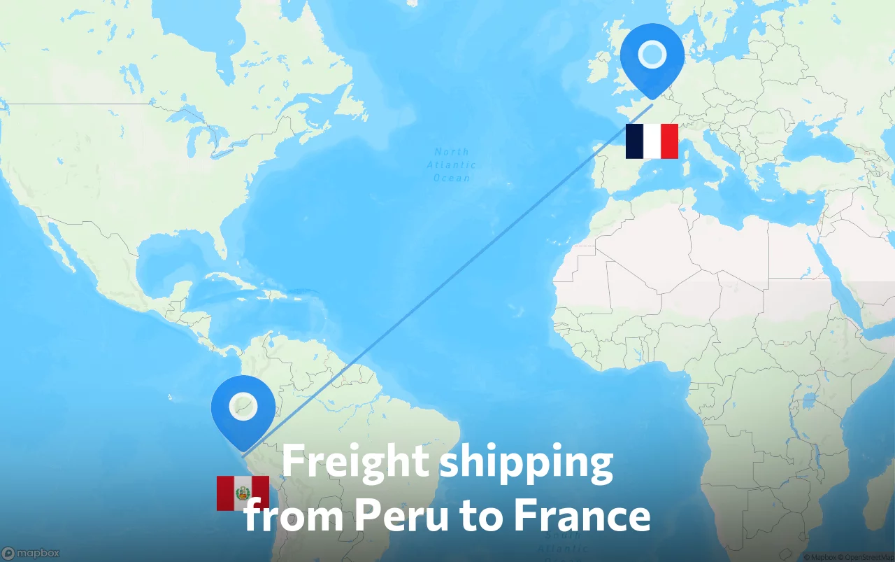 Shipping route from Peru to France
