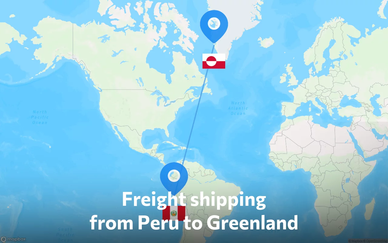 Shipping route from Peru to Greenland