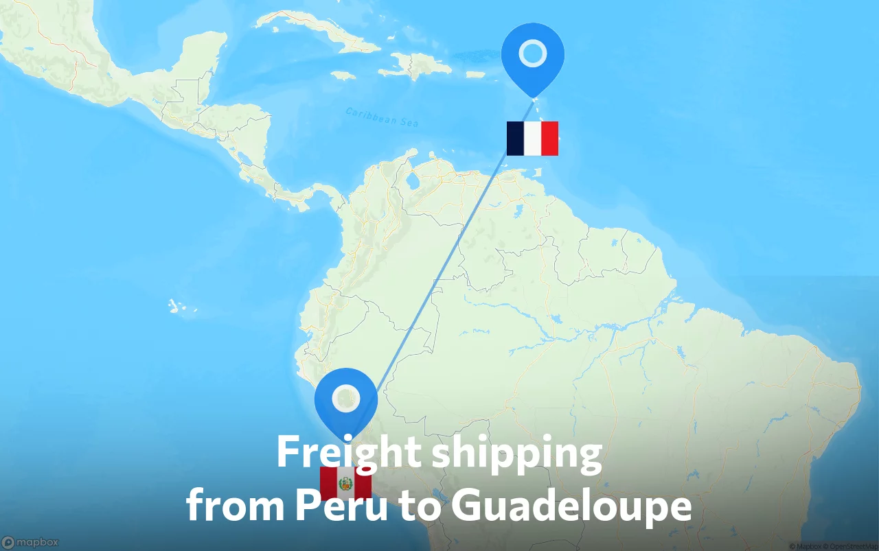 Shipping route from Peru to Guadeloupe