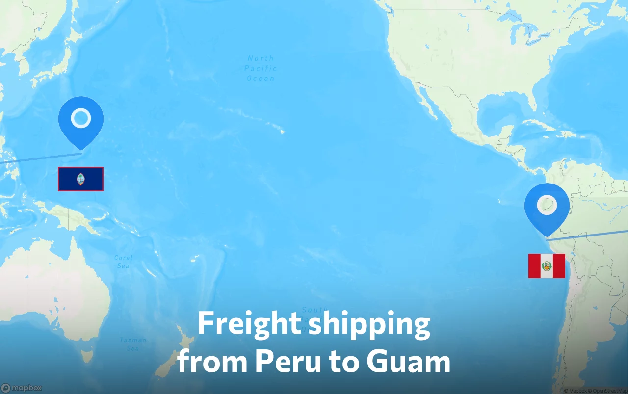 Shipping route from Peru to Guam