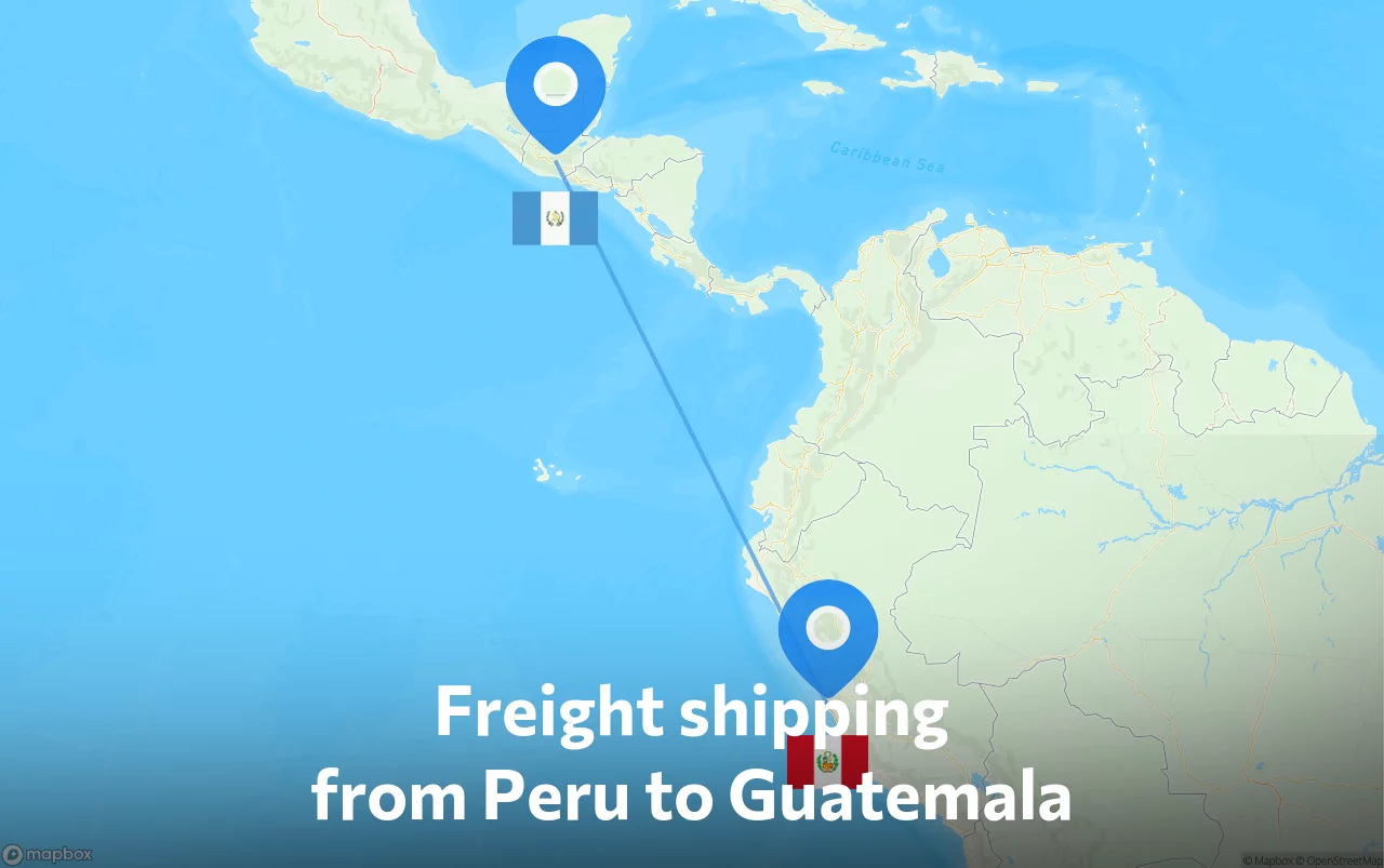 Shipping route from Peru to Guatemala