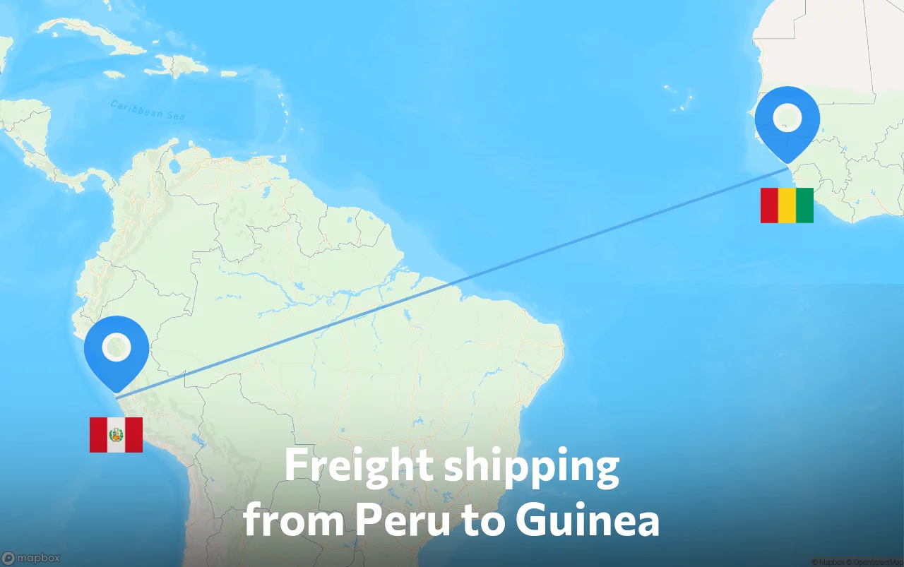 Shipping route from Peru to Guinea