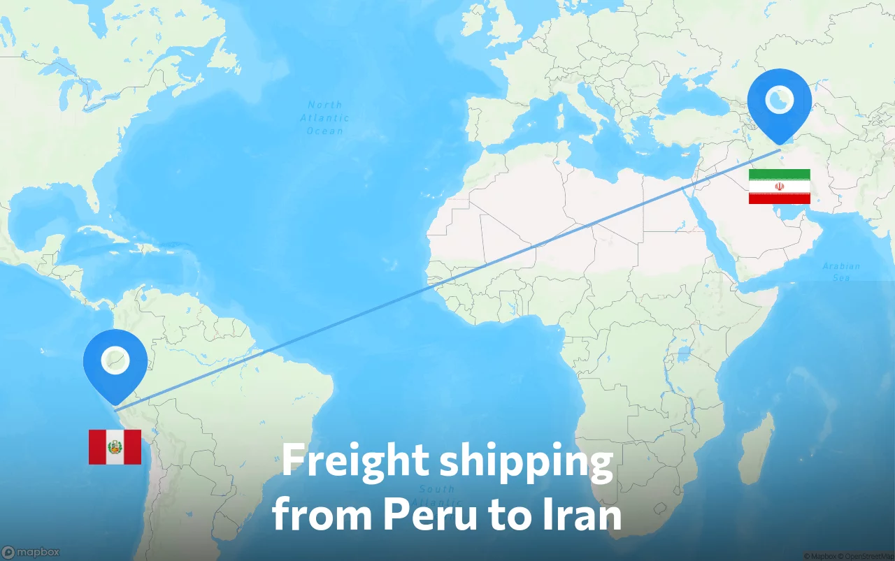 Shipping route from Peru to Iran