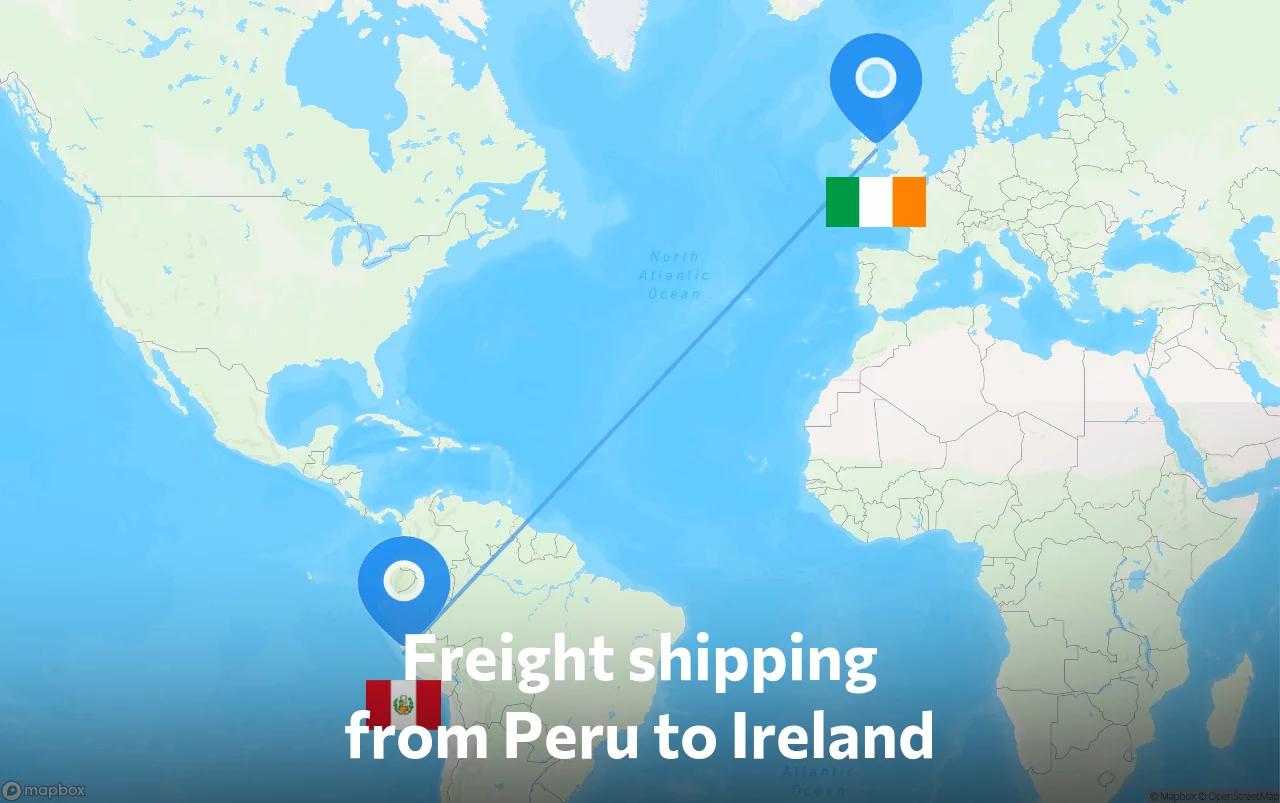 Shipping route from Peru to Ireland