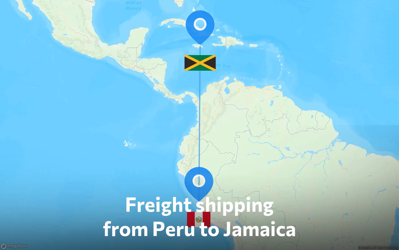 Shipping route from Peru to Jamaica