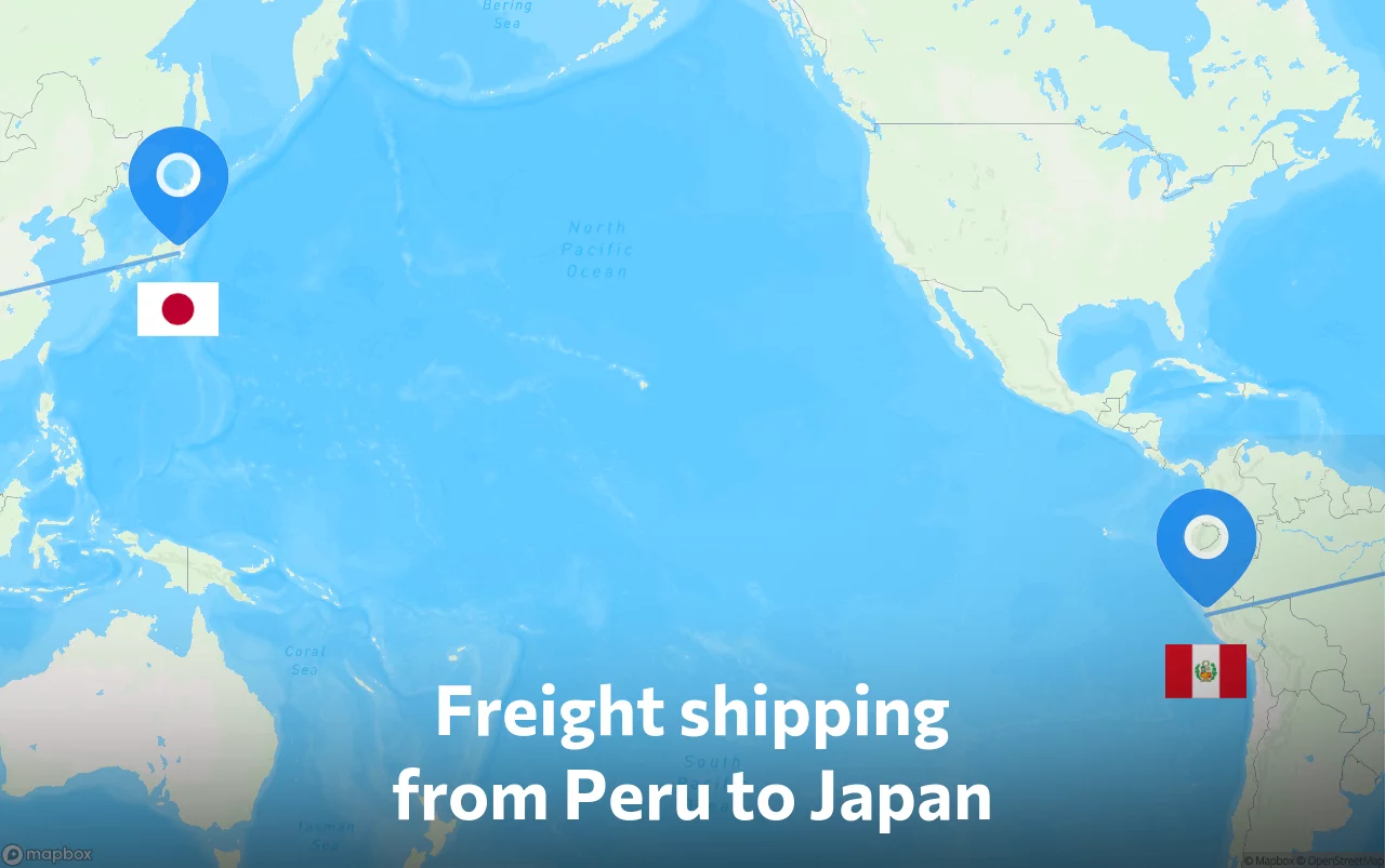 Shipping route from Peru to Japan