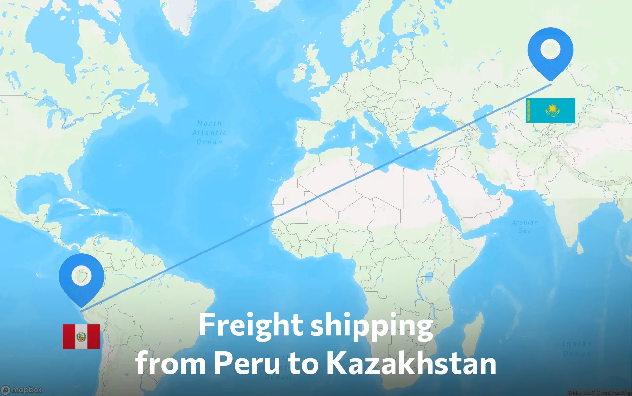 Shipping route from Peru to Kazakhstan