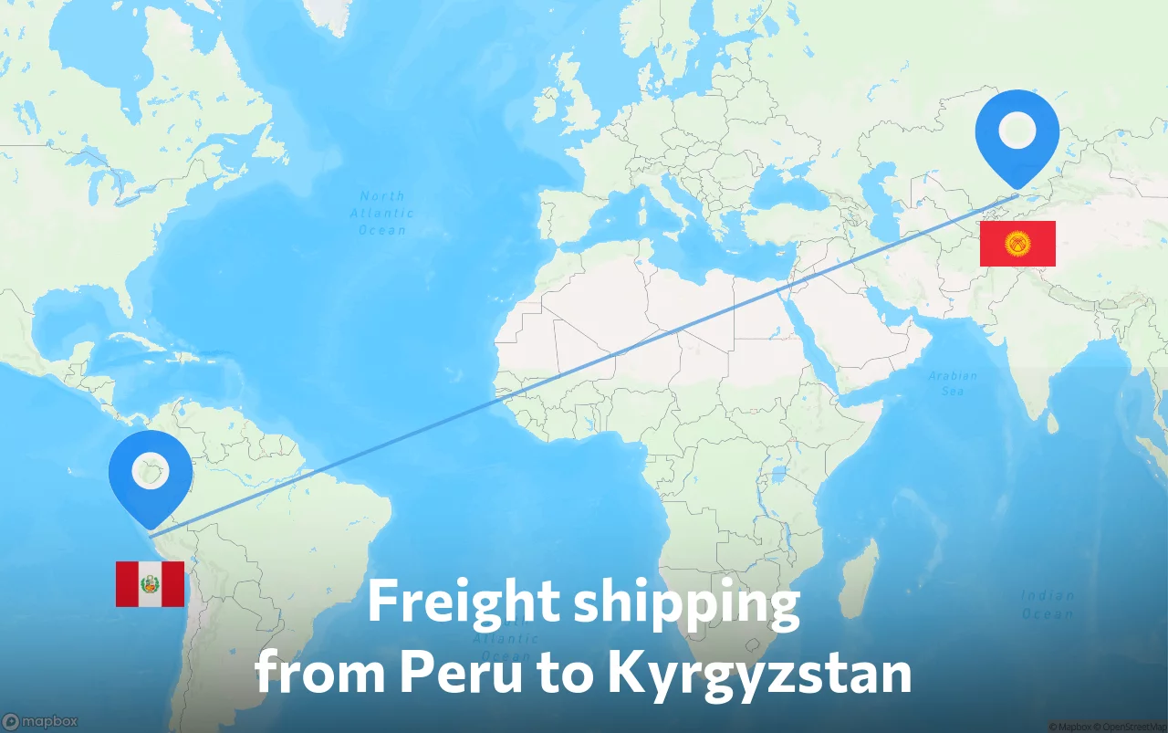 Shipping route from Peru to Kyrgyzstan