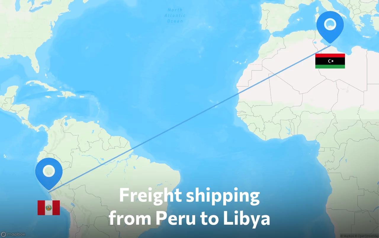 Shipping route from Peru to Libya