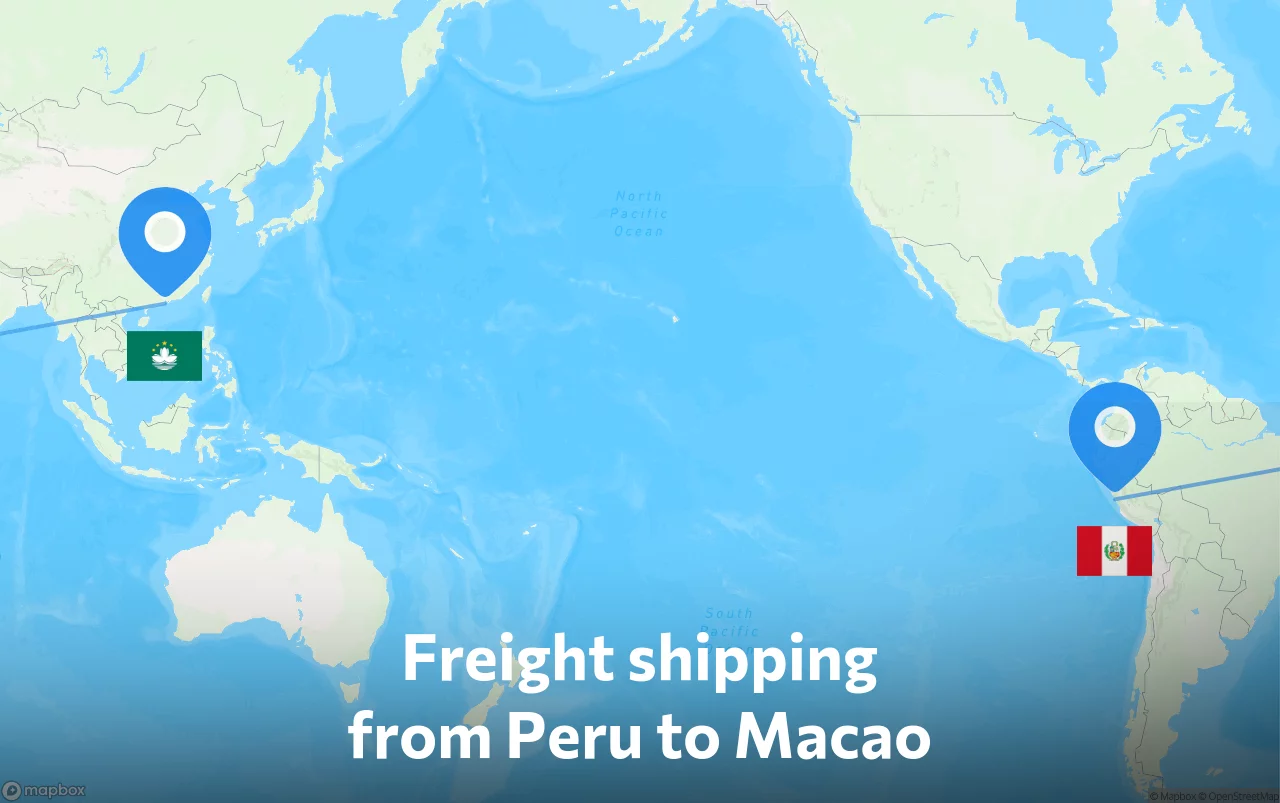 Shipping route from Peru to Macao