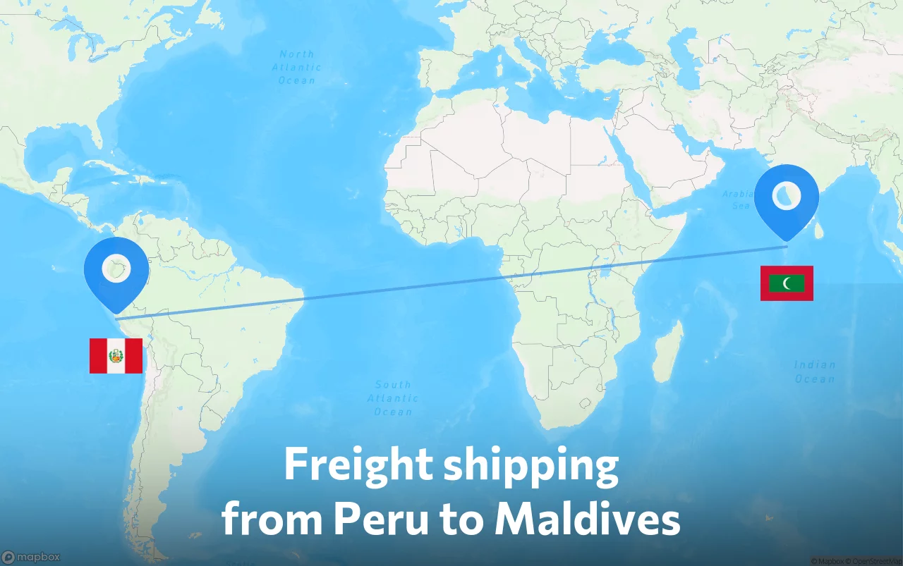 Shipping route from Peru to Maldives