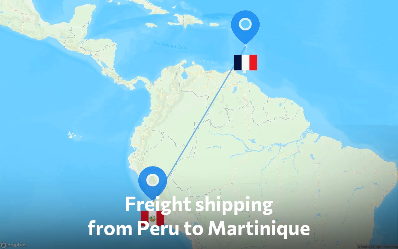 Shipping route from Peru to Martinique