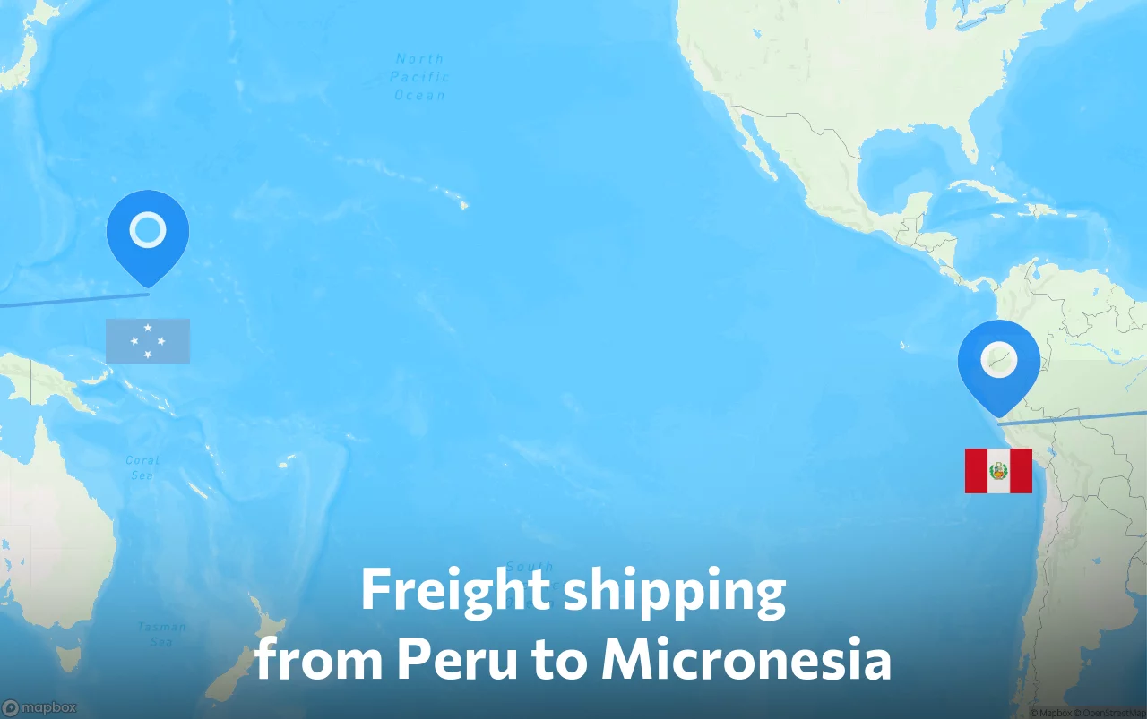 Shipping route from Peru to Micronesia