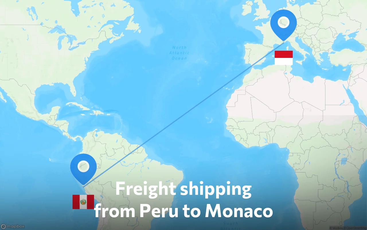 Shipping route from Peru to Monaco