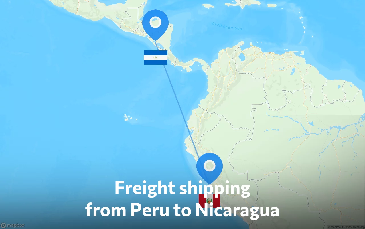 Shipping route from Peru to Nicaragua