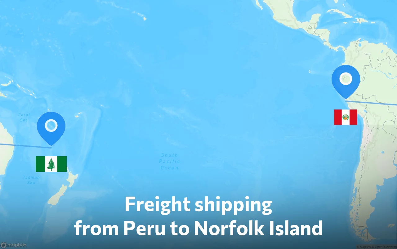 Shipping route from Peru to Norfolk Island