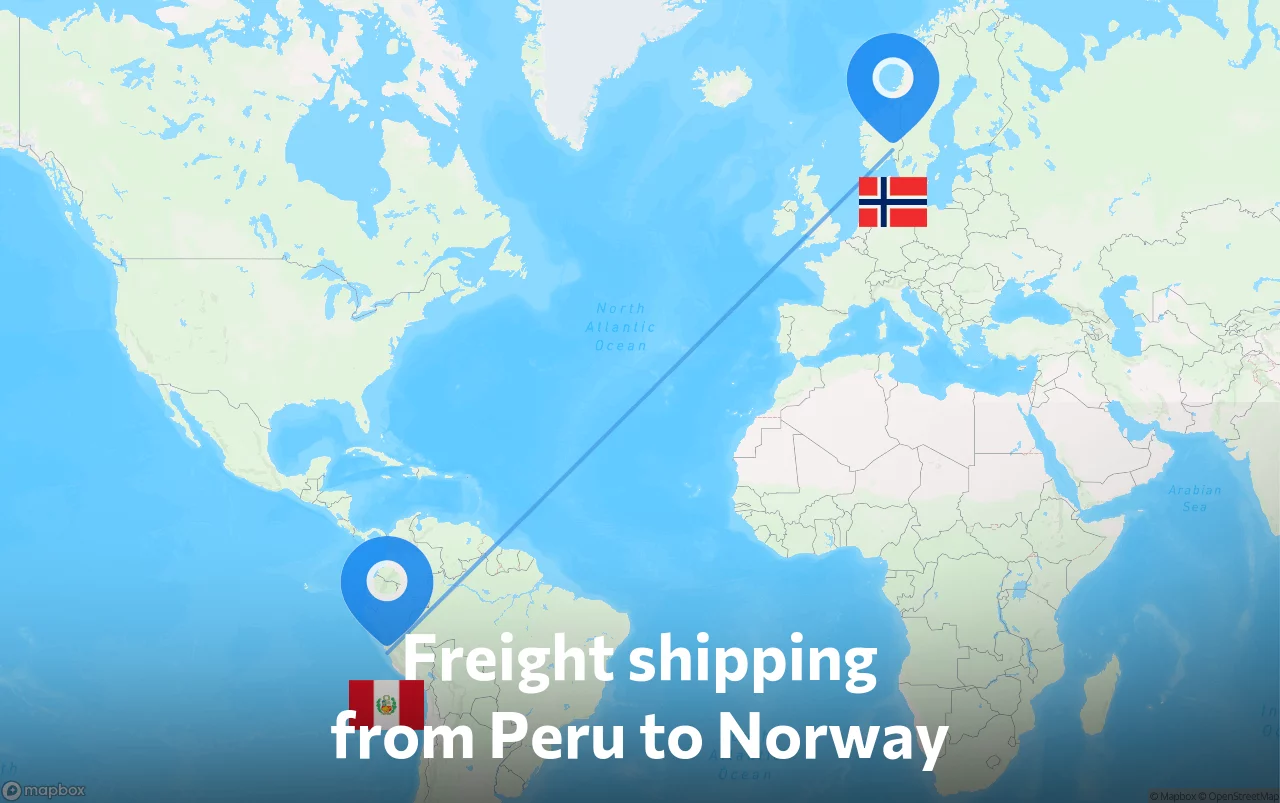 Shipping route from Peru to Norway