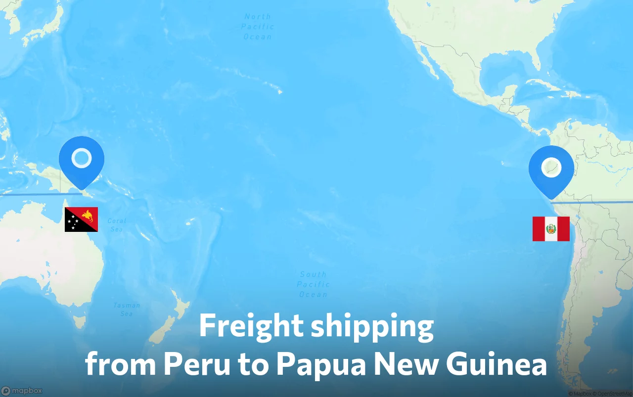 Shipping route from Peru to Papua New Guinea