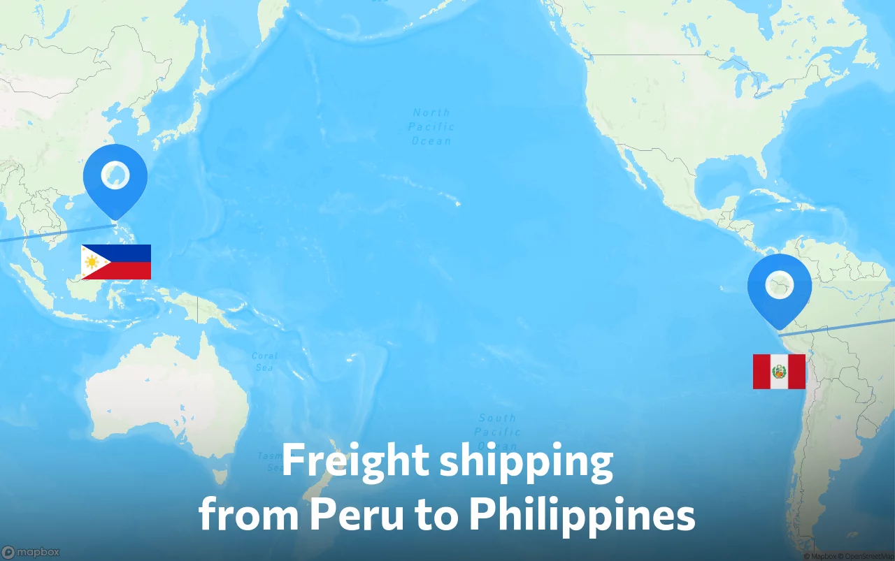 Shipping route from Peru to Philippines