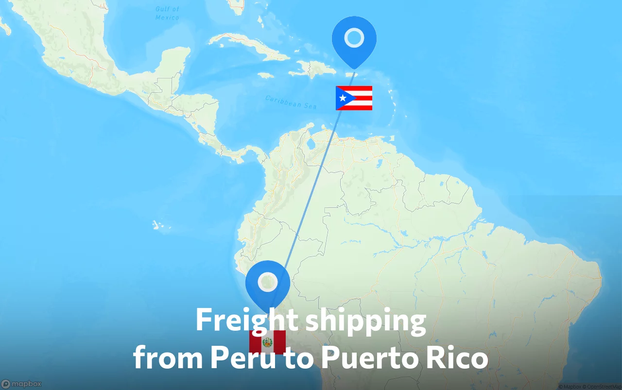 Shipping route from Peru to Puerto Rico