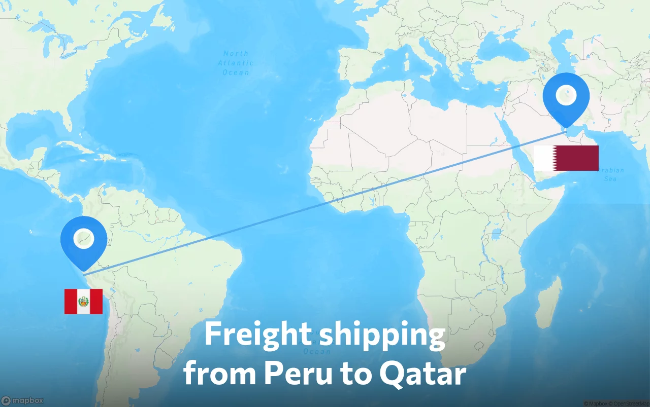 Shipping route from Peru to Qatar